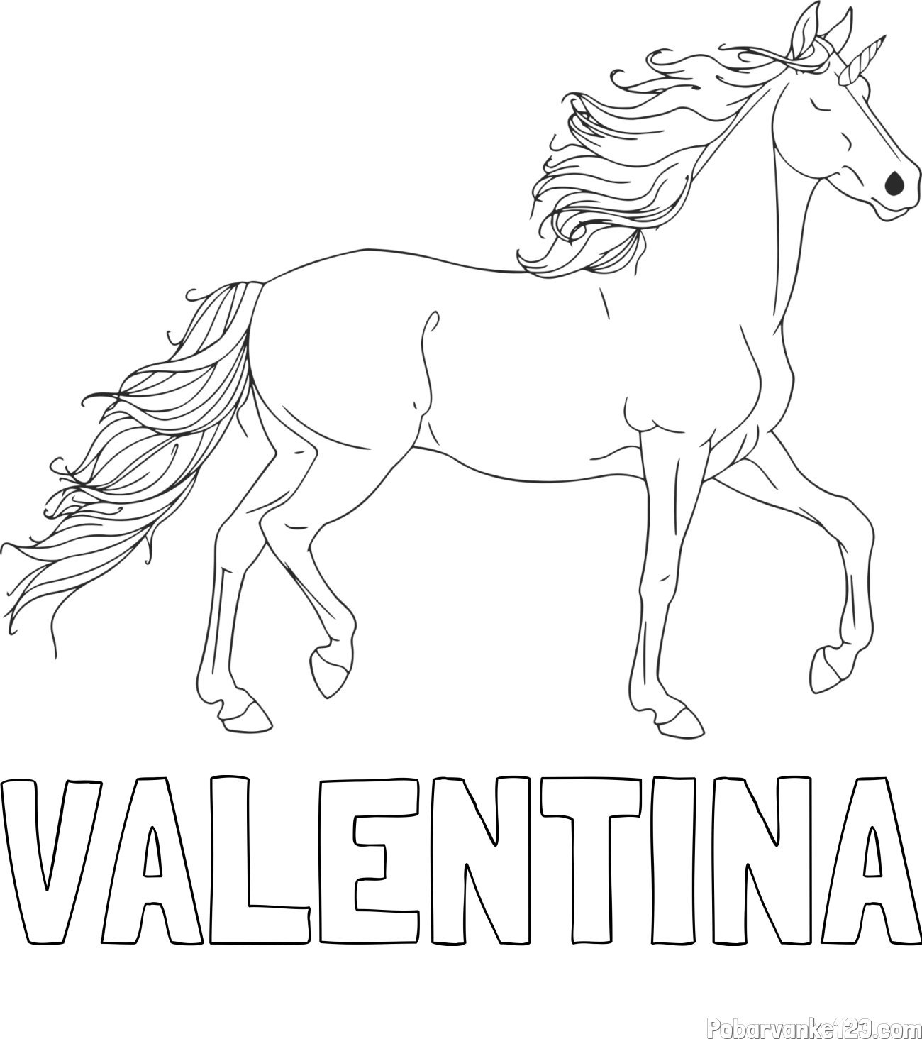 Pobarvanka imena VALENTINA in samorog