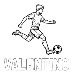 Online izdelana pobarvanka - Pobarvanka imena VALENTINO in pobarvanka nogometaša v napadu