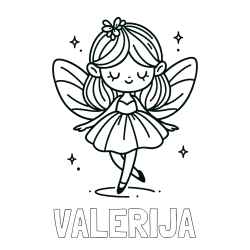 Online izdelana pobarvanka - Pobarvanka imena VALERIJA in enostavna pobarvanka čarobne vile