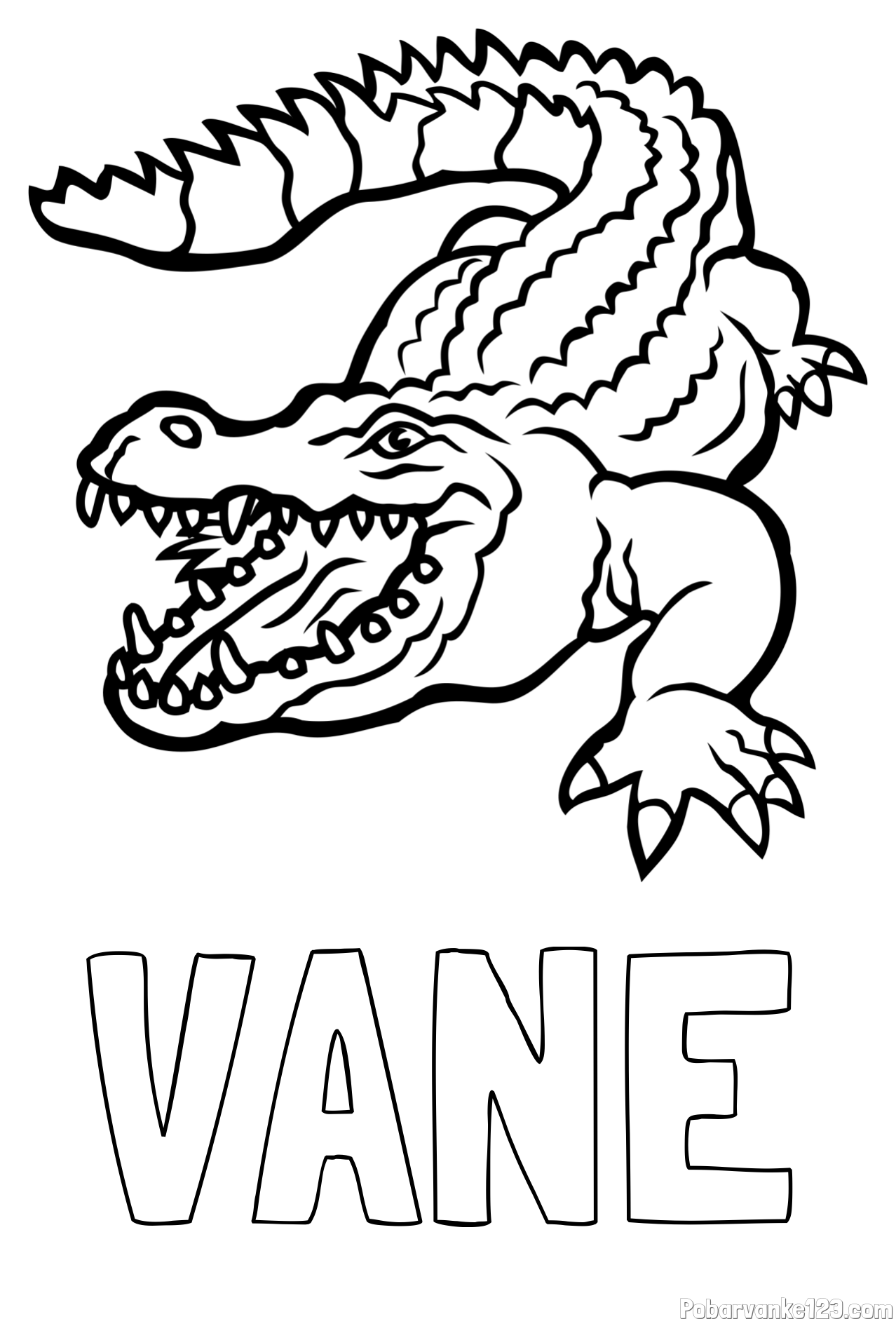 Pobarvanka imena VANE in pobarvanka krokodila