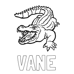 Online izdelana pobarvanka - Pobarvanka imena VANE in pobarvanka krokodila