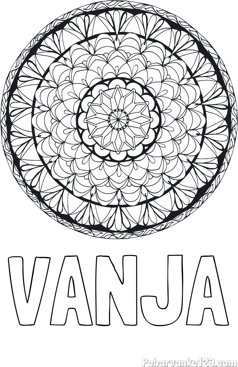 Pobarvanka imena VANJA in mandale 4