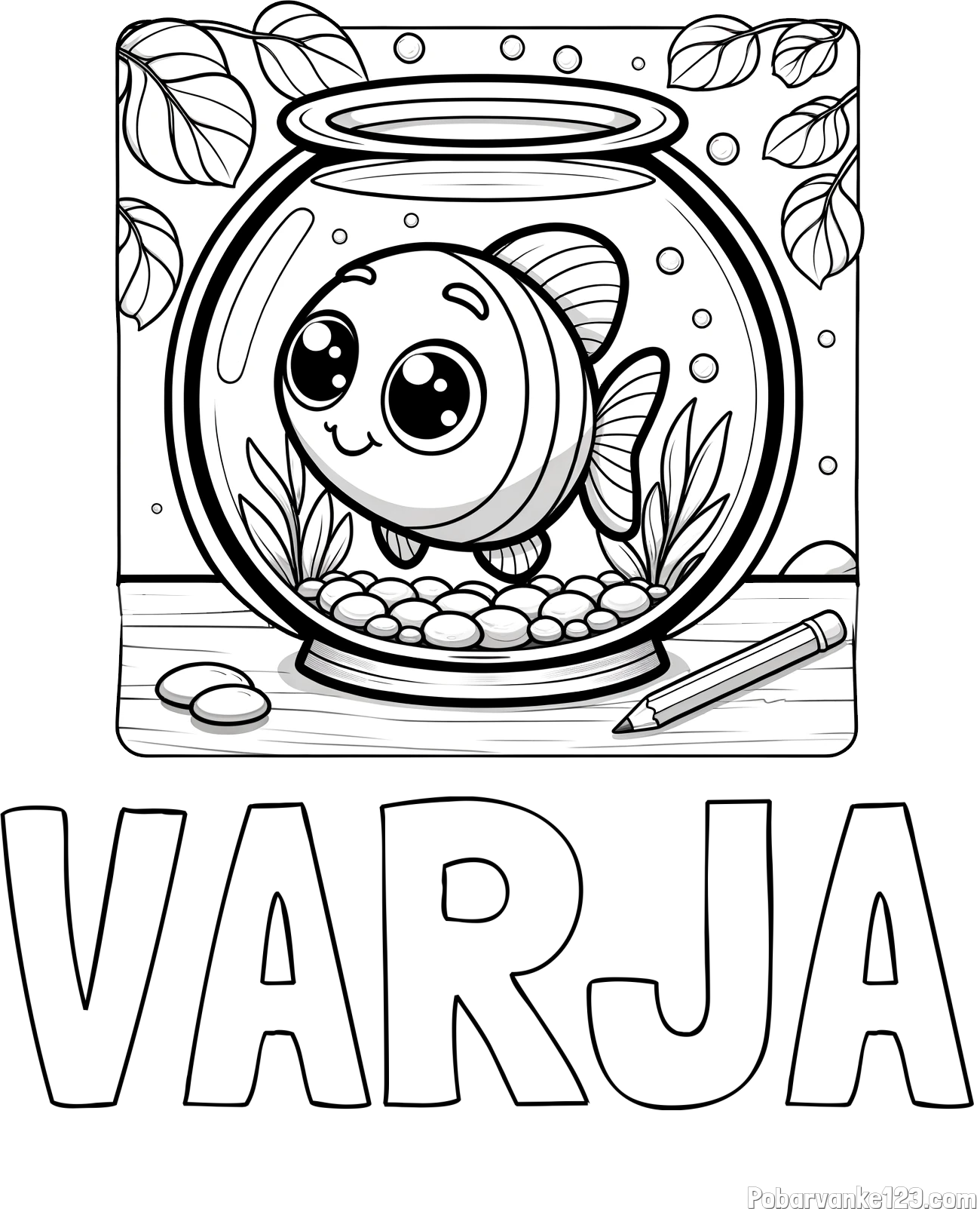 Pobarvanka imena VARJA in pobarvanka ljubke ribice