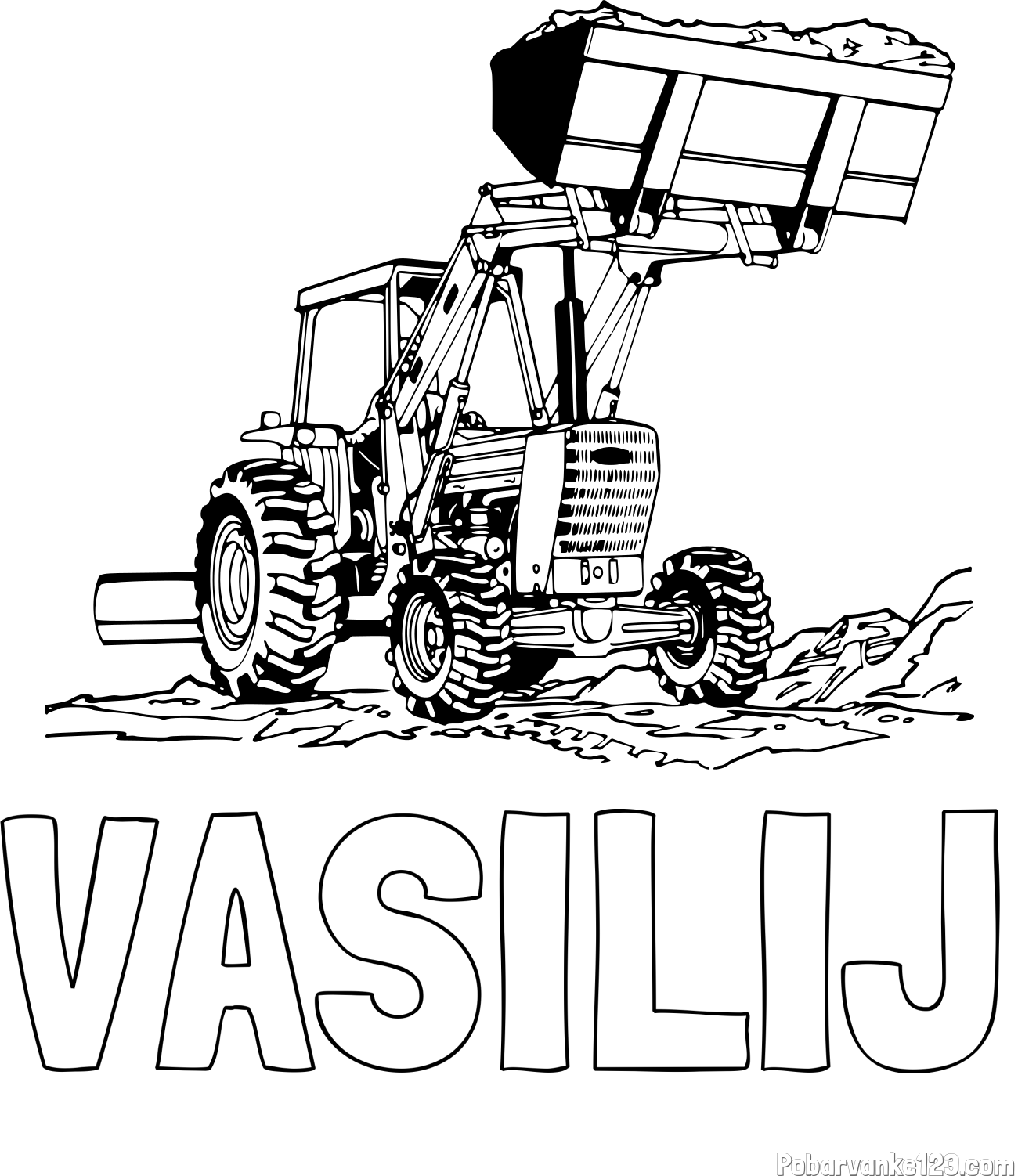 Pobarvanka imena VASILIJ in pobarvanka traktorja