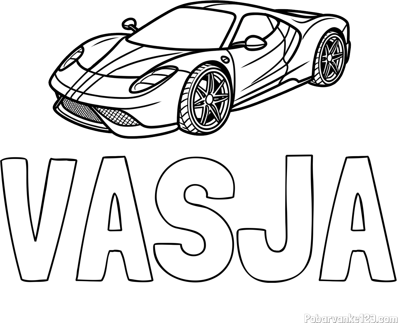 Pobarvanka imena VASJA in pobarvanka dirkalnega avtomobila