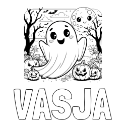 Online izdelana pobarvanka - Pobarvanka imena VASJA in pobarvanka ljubkega duhca in buč za noč čarovnic