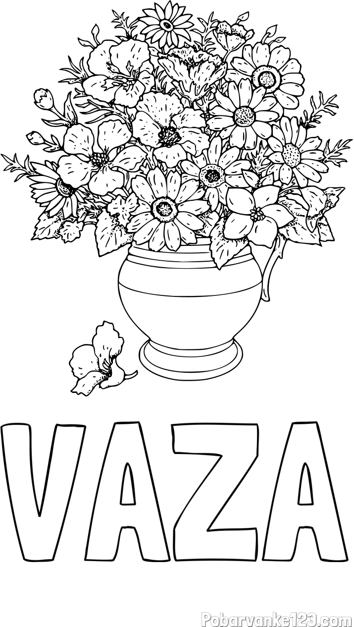 Pobarvanka imena VAZA in pobarvanka cvetja v vazi