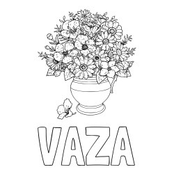 Online izdelana pobarvanka - Pobarvanka imena VAZA in pobarvanka cvetja v vazi