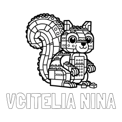 Online izdelana pobarvanka - Pobarvanka imena VČITELIA NINA in pobarvanka LEGO veverice