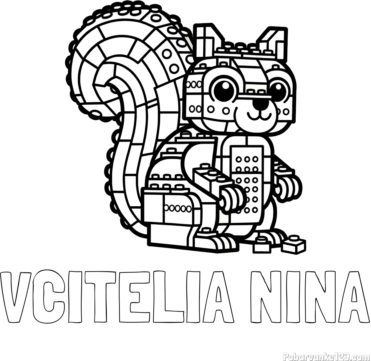 Pobarvanka imena VČITELIA NINA in pobarvanka LEGO veverice