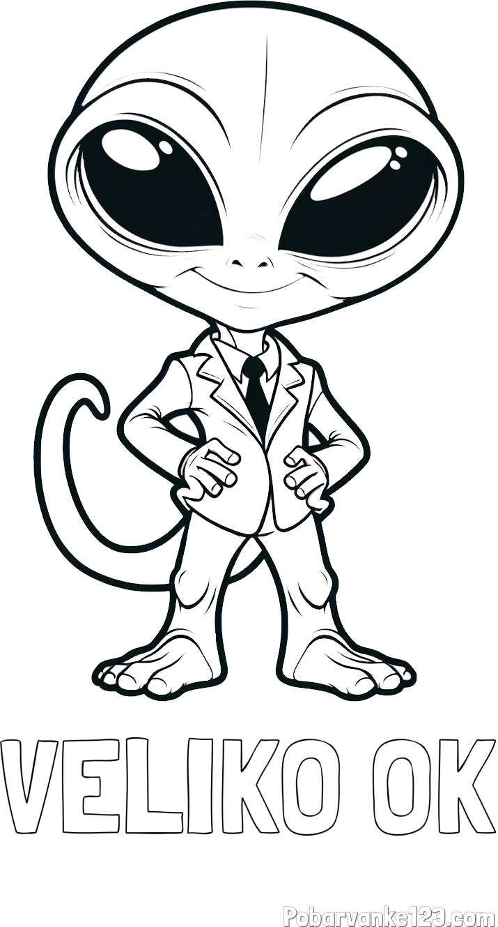 Pobarvanka imena VELIKO OK in pobarvanka nenavadnega vesoljca