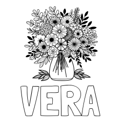 Online izdelana pobarvanka - Pobarvanka imena VERA in pobarvanka veliekga šopka rož
