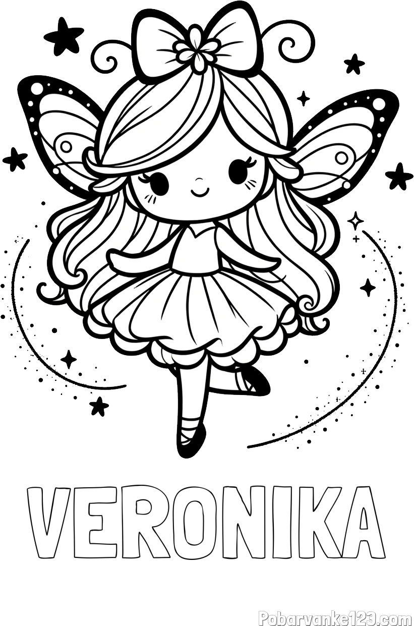 Pobarvanka imena VERONIKA in ljubka čarobna vila