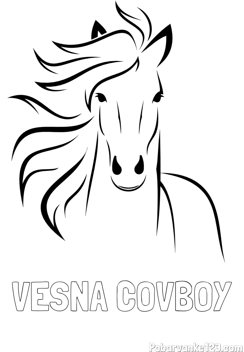 Pobarvanka imena VESNA COVBOY in lepa pobarvanka konja