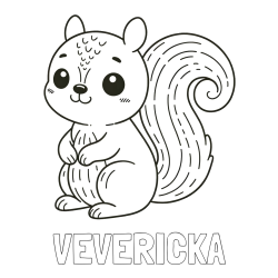Online izdelana pobarvanka - Pobarvanka imena VEVERIČKA in otroška pobarvanka veveričke