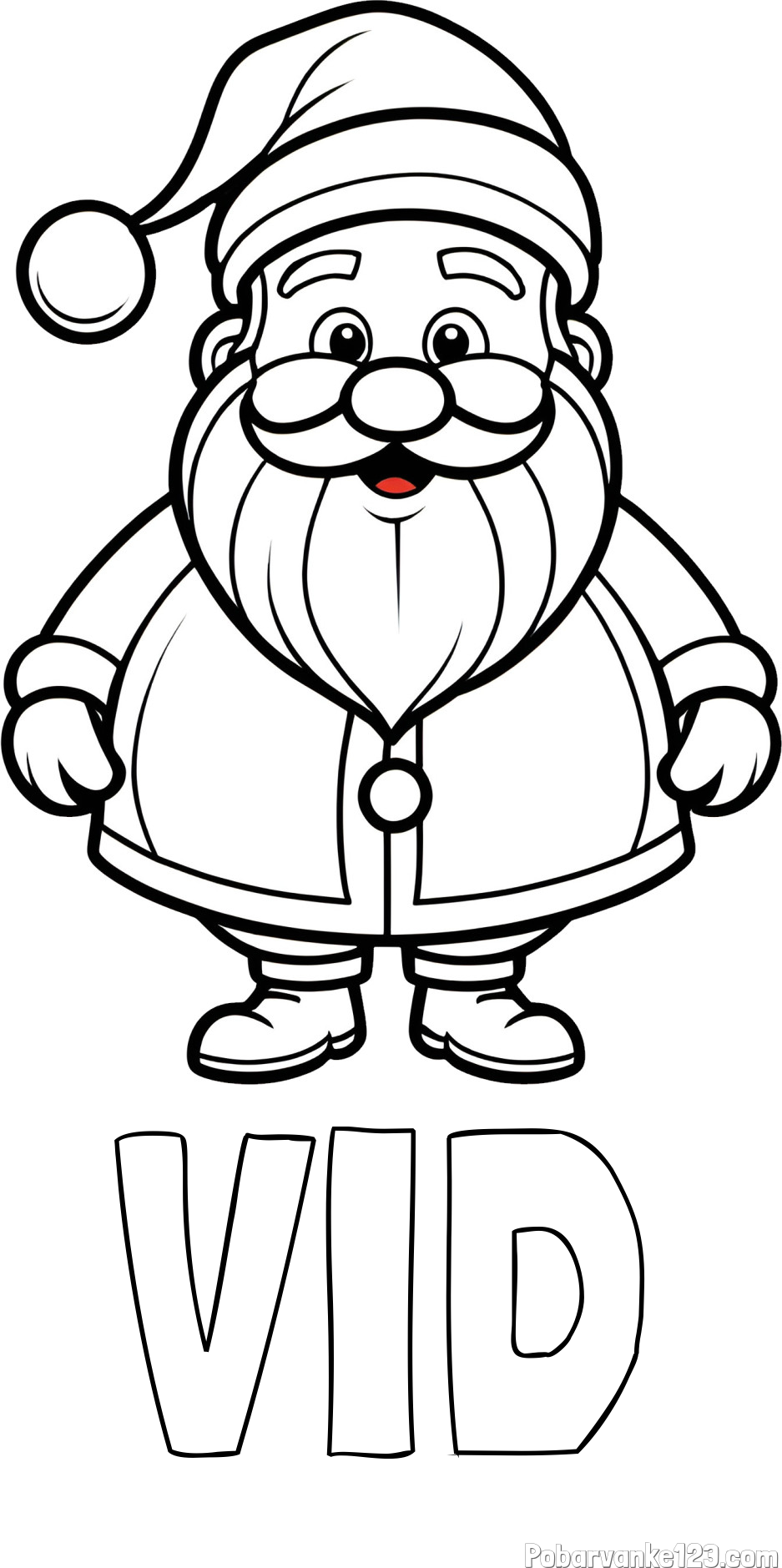 Pobarvanka imena VID in otroška pobarvanka prikupnega Božička