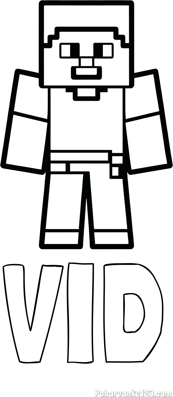 Pobarvanka imena VID in pobarvanka Minecraft figurice
