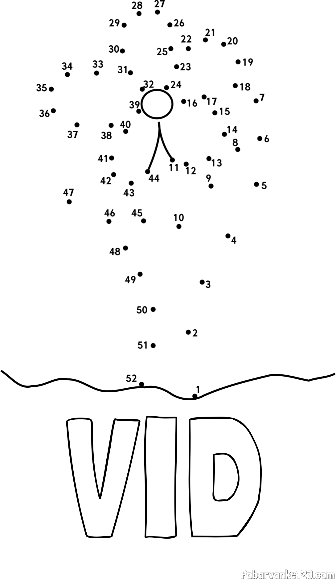 Pobarvanka imena VID in pobarvanka rože - poveži številke
