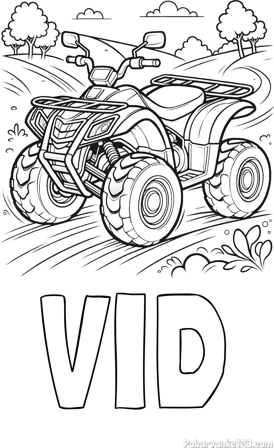 Pobarvanka imena VID in pobarvanka štirikolesnika na cesti