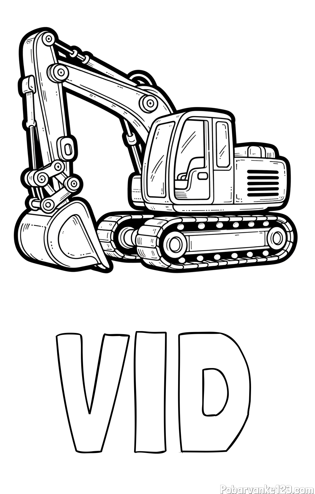 Pobarvanka imena VID in pobarvanka velikega delovnega stroja - bagra