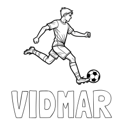 Online izdelana pobarvanka - Pobarvanka imena VIDMAR in pobarvanka nogometaša v napadu
