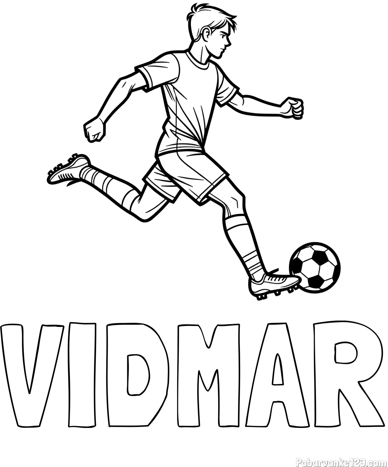 Pobarvanka imena VIDMAR in pobarvanka nogometaša v napadu