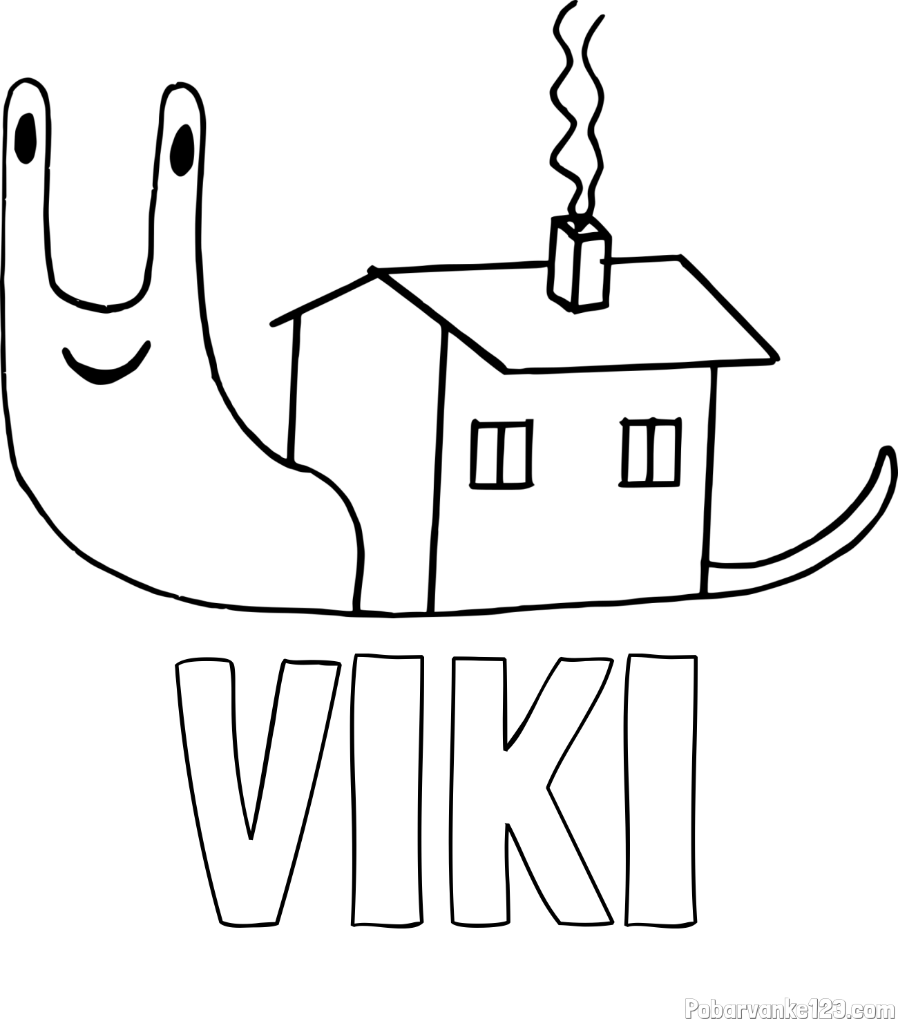 Pobarvanka imena VIKI in pobarvanka polžka s hiško