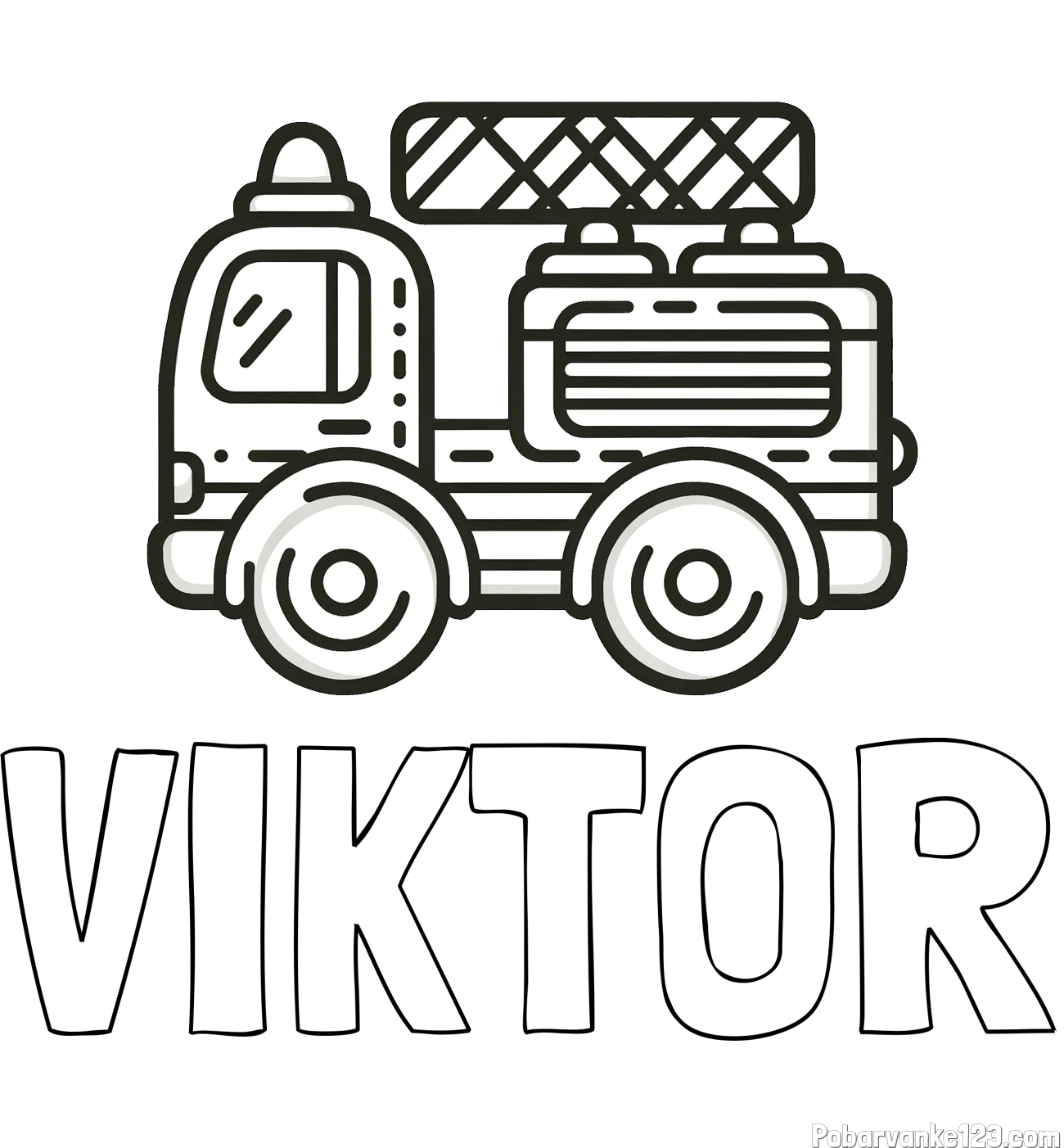 Pobarvanka imena VIKTOR in pobarvanka gasilski avto
