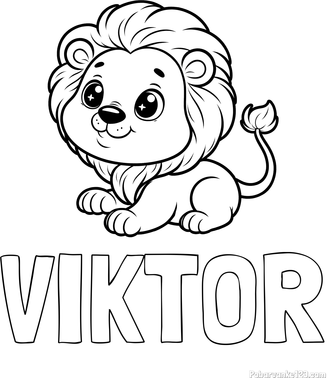 Pobarvanka imena VIKTOR in pobarvanka igrivega levčka