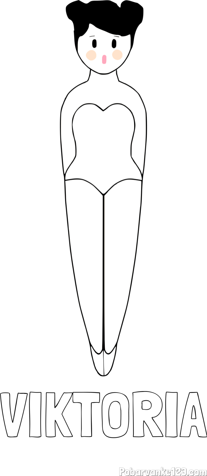 Pobarvanka imena VIKTORIA in enostavna pobarvanka baletke