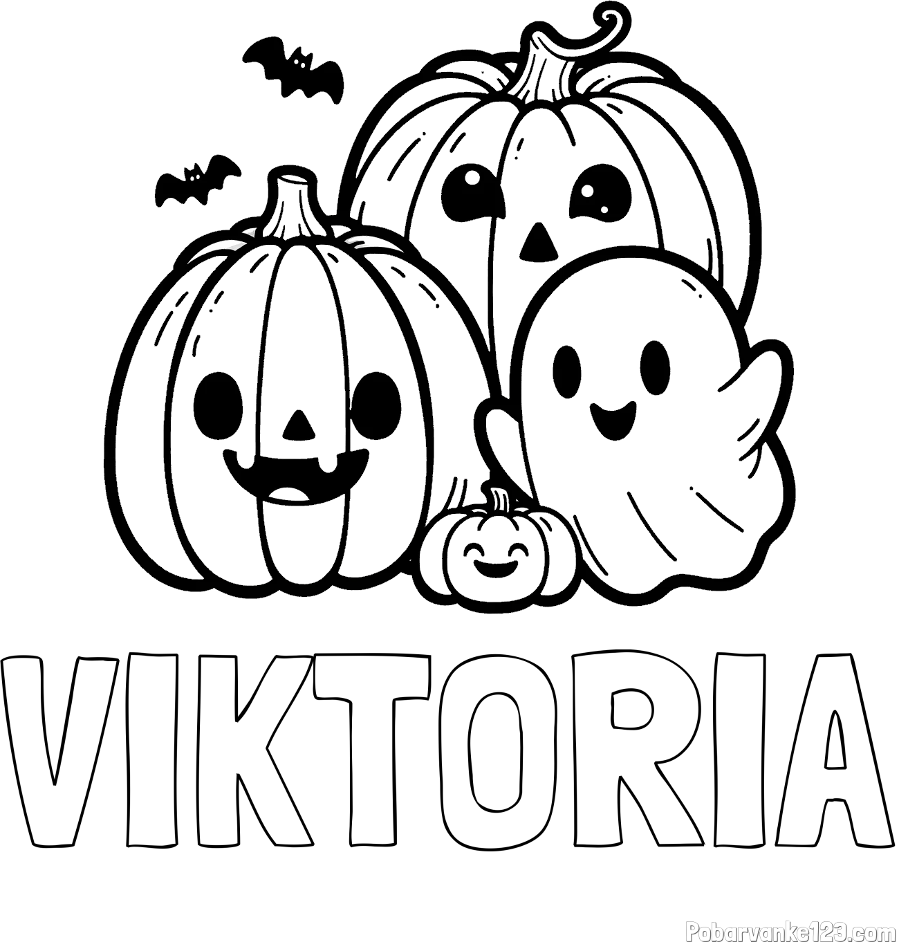 Pobarvanka imena VIKTORIA in pobarvanka duhca in buč za noč čarovnic