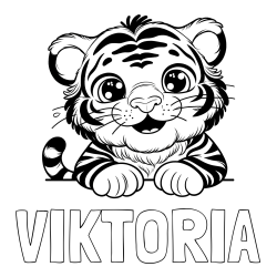 Pobarvanka imena VIKTORIA in pobarvanka tigrček