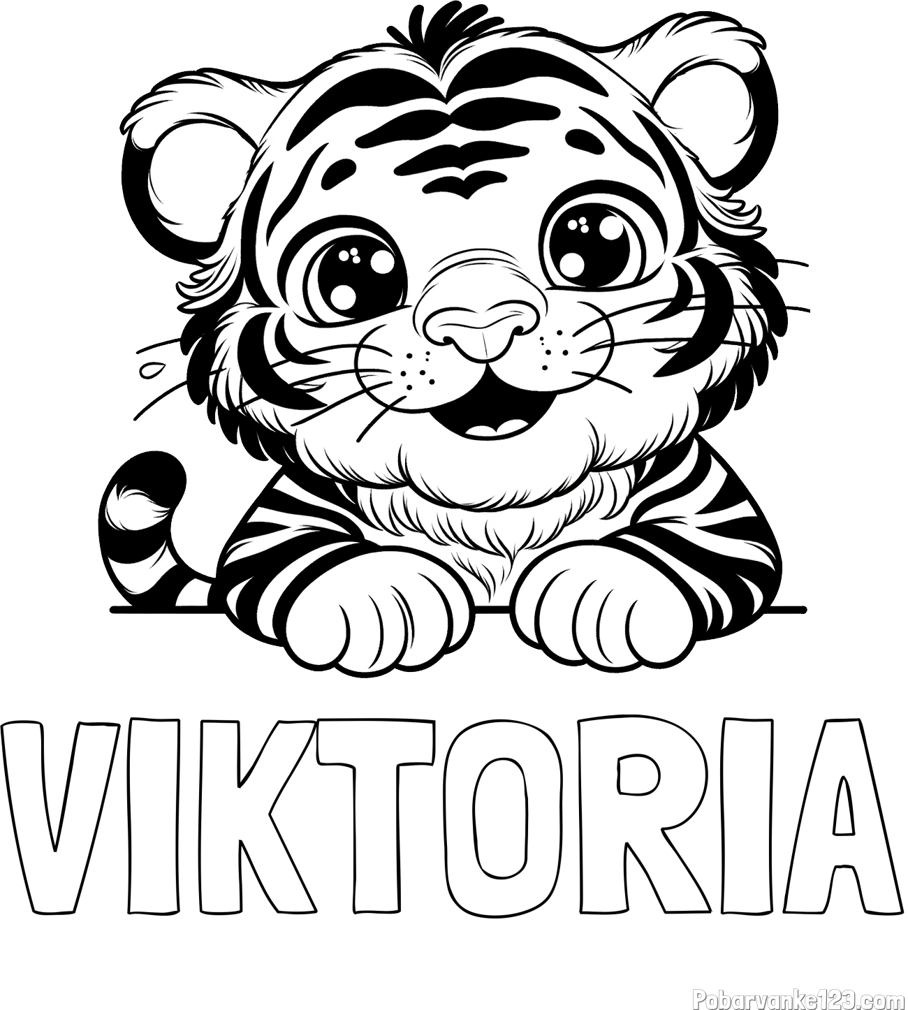 Pobarvanka imena VIKTORIA in pobarvanka tigrček