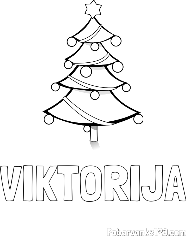 Pobarvanka imena VIKTORIJA in božična smreka