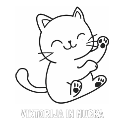 Online izdelana pobarvanka - Pobarvanka imena VIKTORIJA IN MUCKA in pobarvanka razigranega mucka