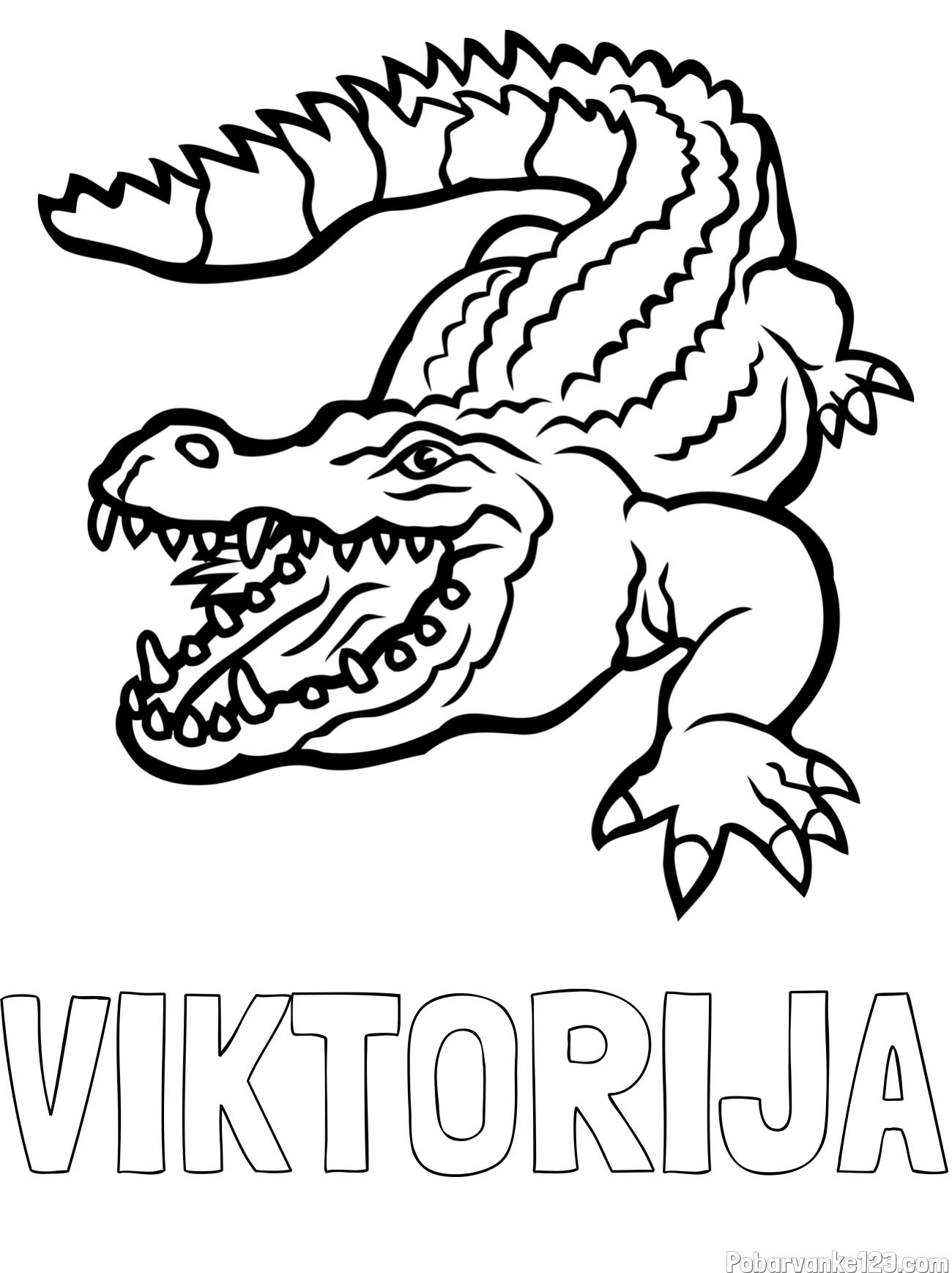 Pobarvanka imena VIKTORIJA in pobarvanka krokodila