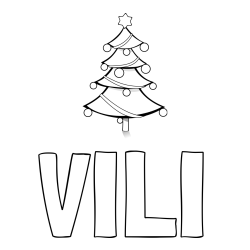 Online izdelana pobarvanka - Pobarvanka imena VILI in božična smreka