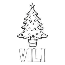 Online izdelana pobarvanka - Pobarvanka imena VILI in pobarvanka lepe božične smrečice