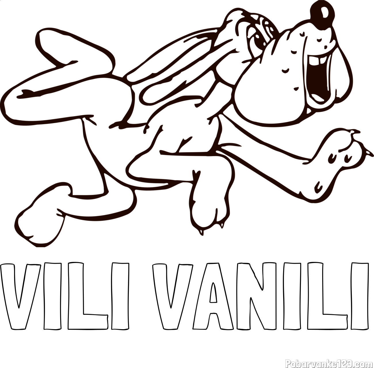 Pobarvanka imena VILI VANILI in pobarvanka veselega kužka