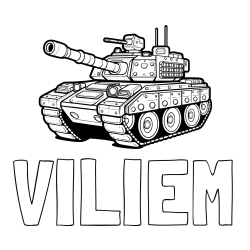 Online izdelana pobarvanka - Pobarvanka imena VILIEM in pobarvanka tanka