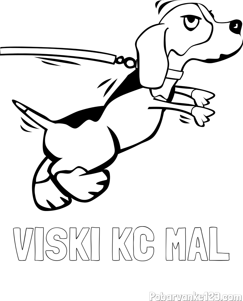 Pobarvanka imena VISKI KC MAL in pobarvanka kužka na sprehodu