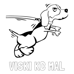 Online izdelana pobarvanka - Pobarvanka imena VISKI KC MAL in pobarvanka kužka na sprehodu