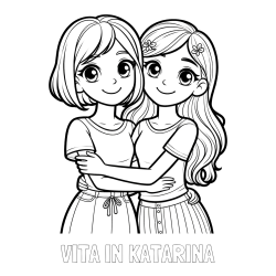 Online izdelana pobarvanka - Pobarvanka imena VITA IN KATARINA in pobarvanka ljubkih prijateljic