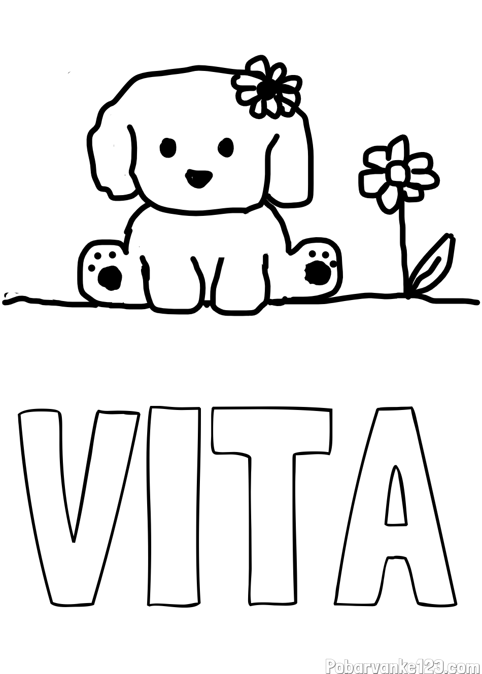 Pobarvanka imena VITA in KUŽIKA