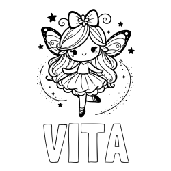 Pobarvanka imena VITA in ljubka čarobna vila