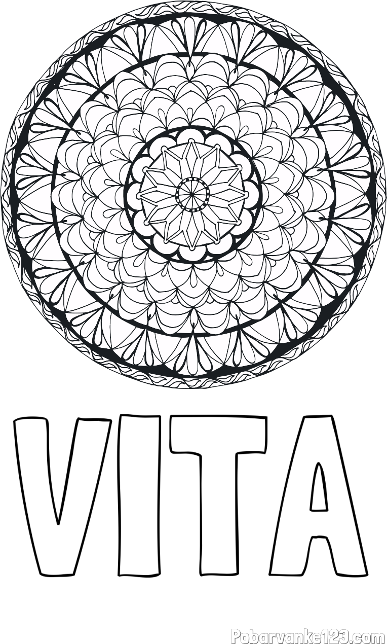 Pobarvanka imena VITA in mandale 4