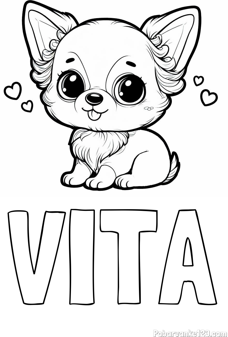 Pobarvanka imena VITA in pobarvanka čivave