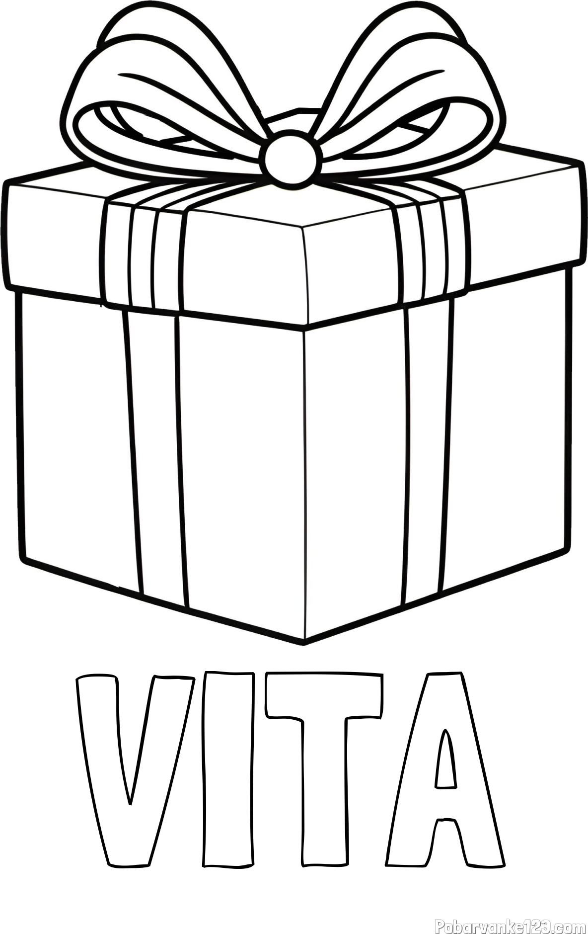 Pobarvanka imena VITA in pobarvanka darila s pentljo