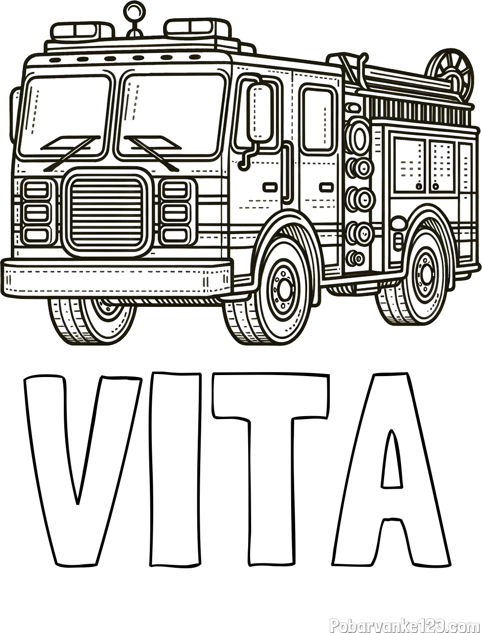 Pobarvanka imena VITA in pobarvanka gasilskega avta