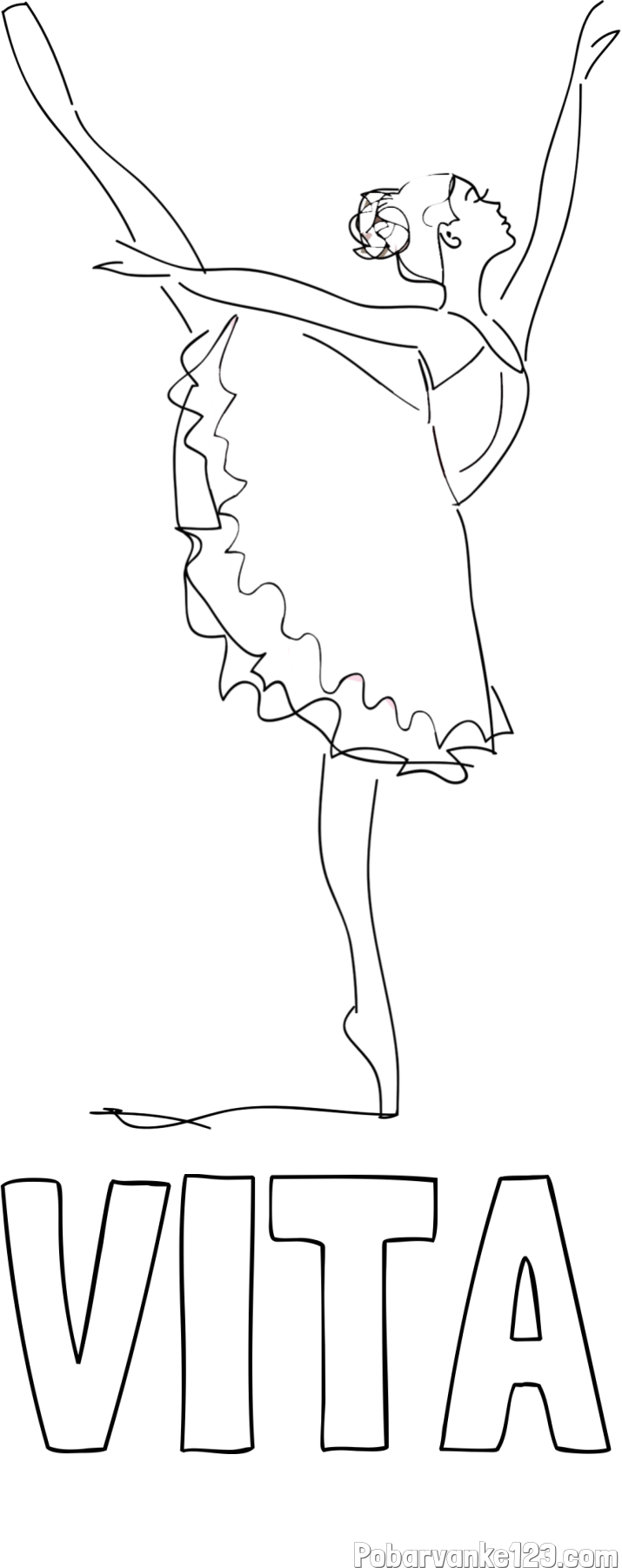 Pobarvanka imena VITA in pobarvanka ljubke baletke